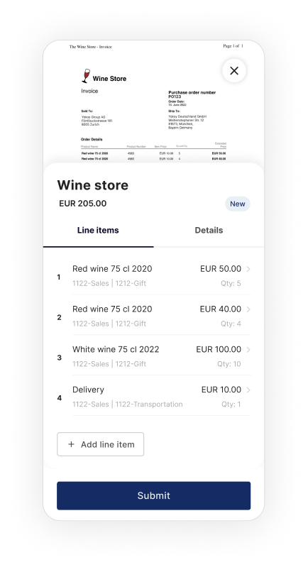 Invoice mobile — Line items